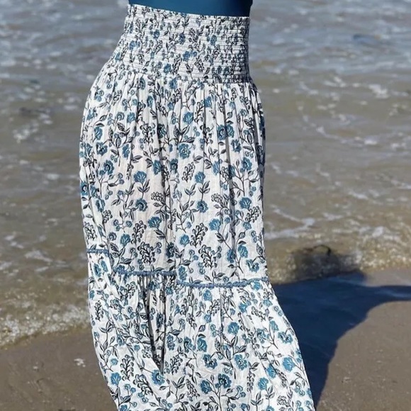 Zara midi skirt blue floral size Xs NWT white - Picture 3 of 10